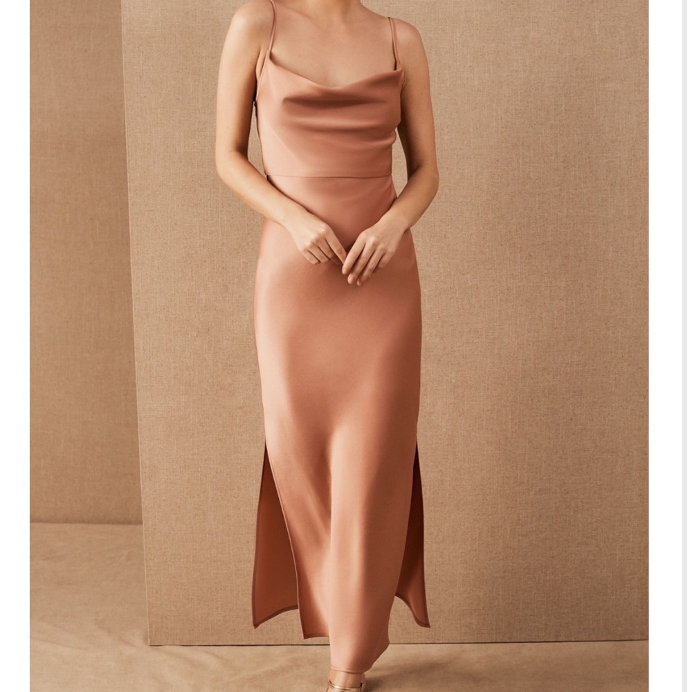 BHLDN Cali Satin Charmeuse Midi Dress in Sedona Sunset (Size 0)